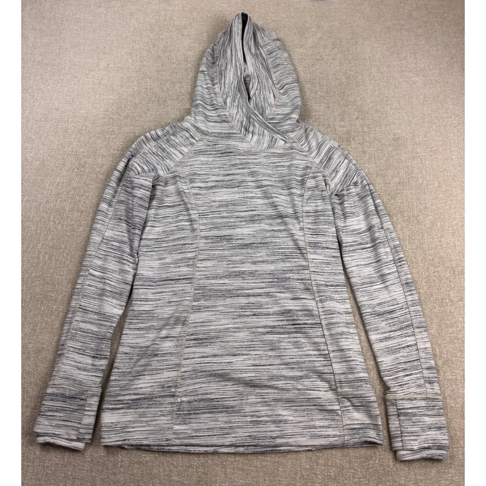 Lululemon Space Dye Crossover Hooded Pullover Running Top White Black Size 8